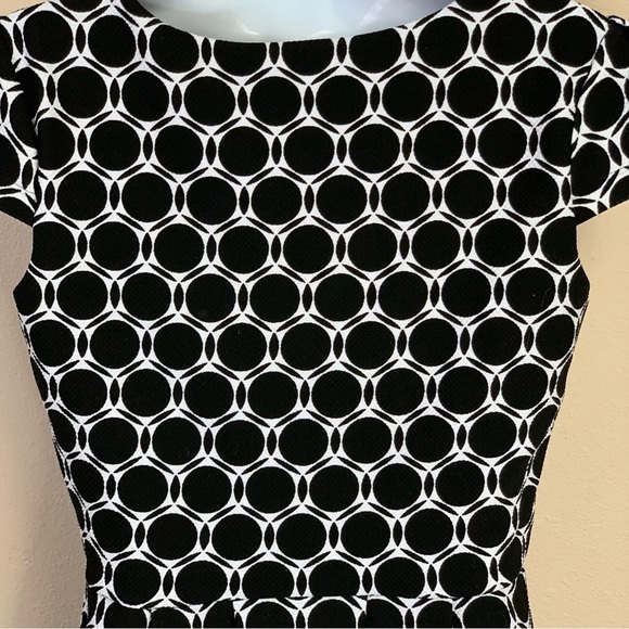 Size 6 En Focus Studio Black White Polka Dot Short Sleeve Event Party Dress - Picture 5 of 7